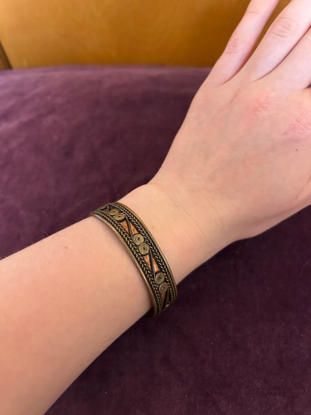 Vintage-Inspired Brass Cuff Bracelet with Engraved Detail